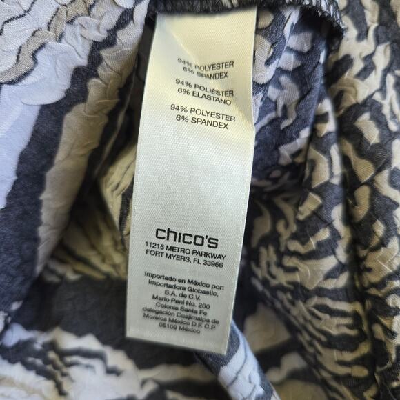 Chicos Travelers 2 Womens Vtg Abstract Art Crinkle Asain Mandarin Collar Tunic L - Picture 8 of 11